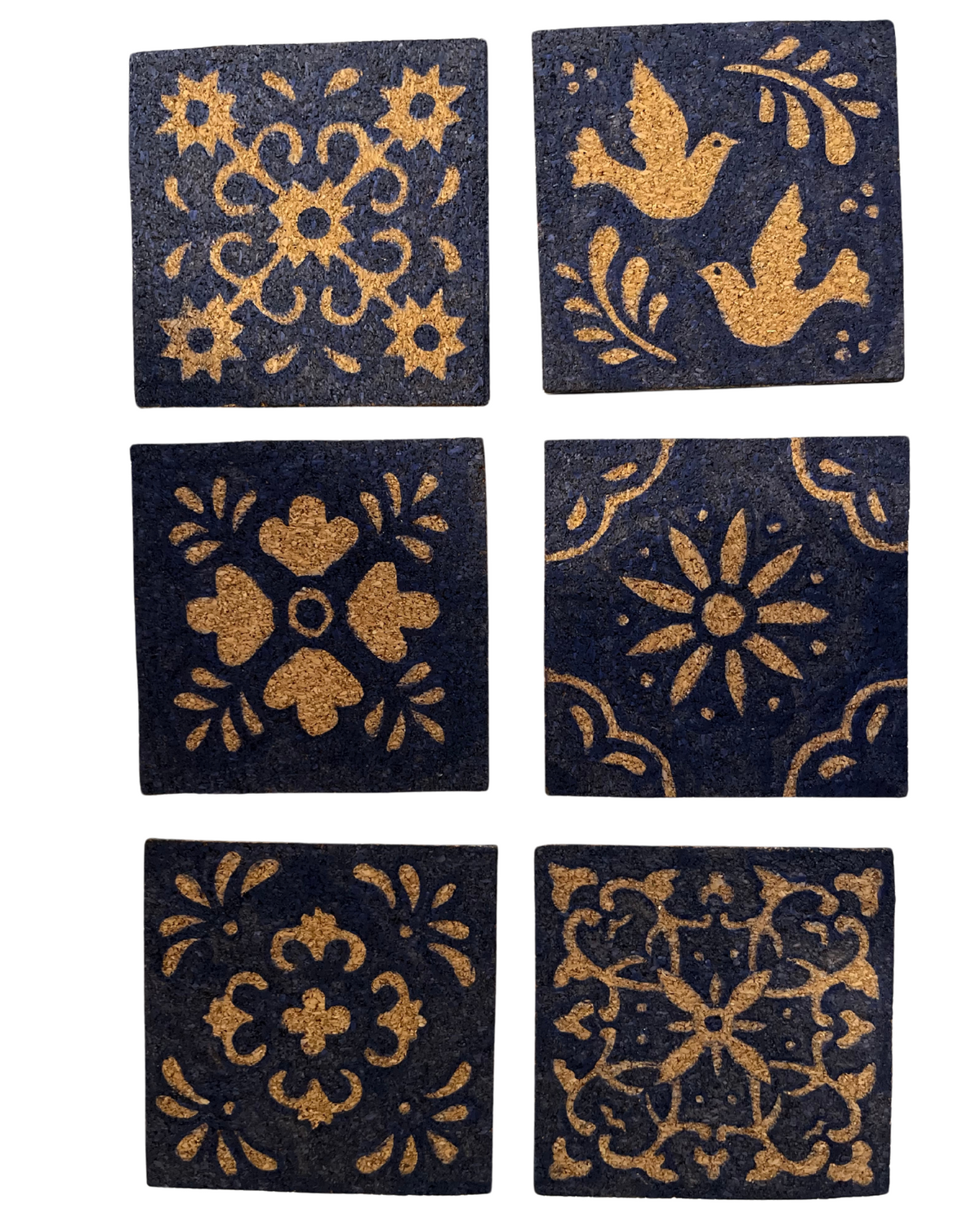 Handmade Hand Painted Cork Coaster Set of 6 9.5cm