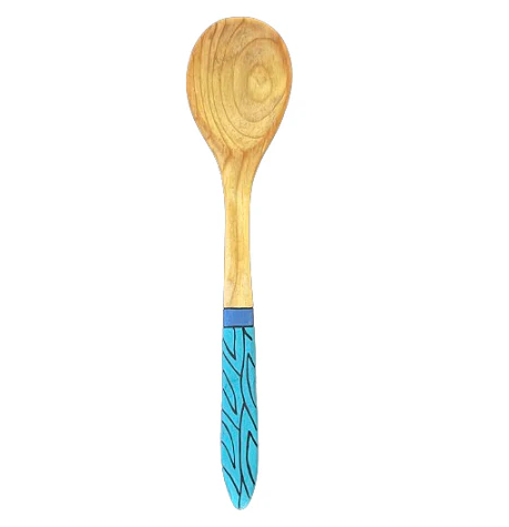Handmade African Wooden Spoon Blue 23.5cm