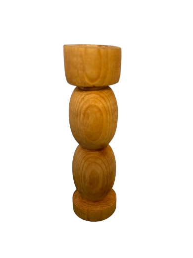 Handmade Wooden Bubble Candle Holder 13cm