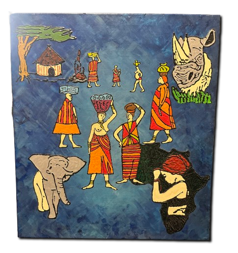 Hand Painted African Heritage Canvas Art 45x50cm