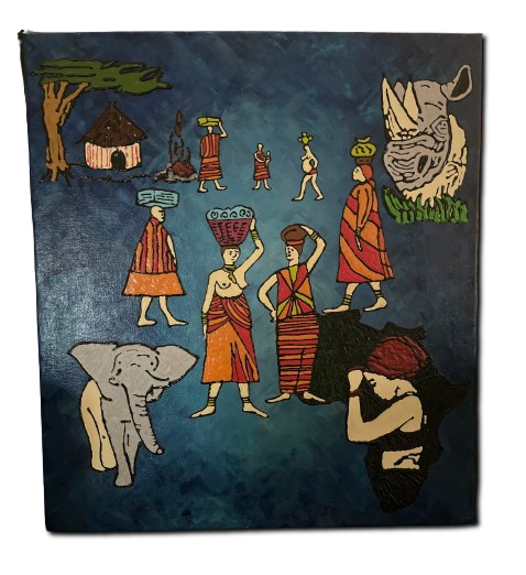 Hand Painted African Heritage Canvas Art 45x50cm