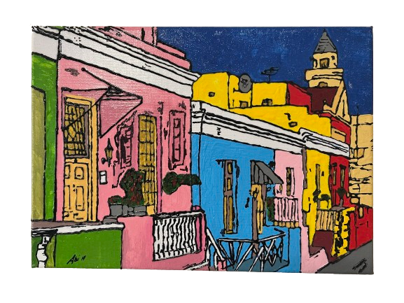 Hand Painted Cape Town Street Canvas Art 25x35cm