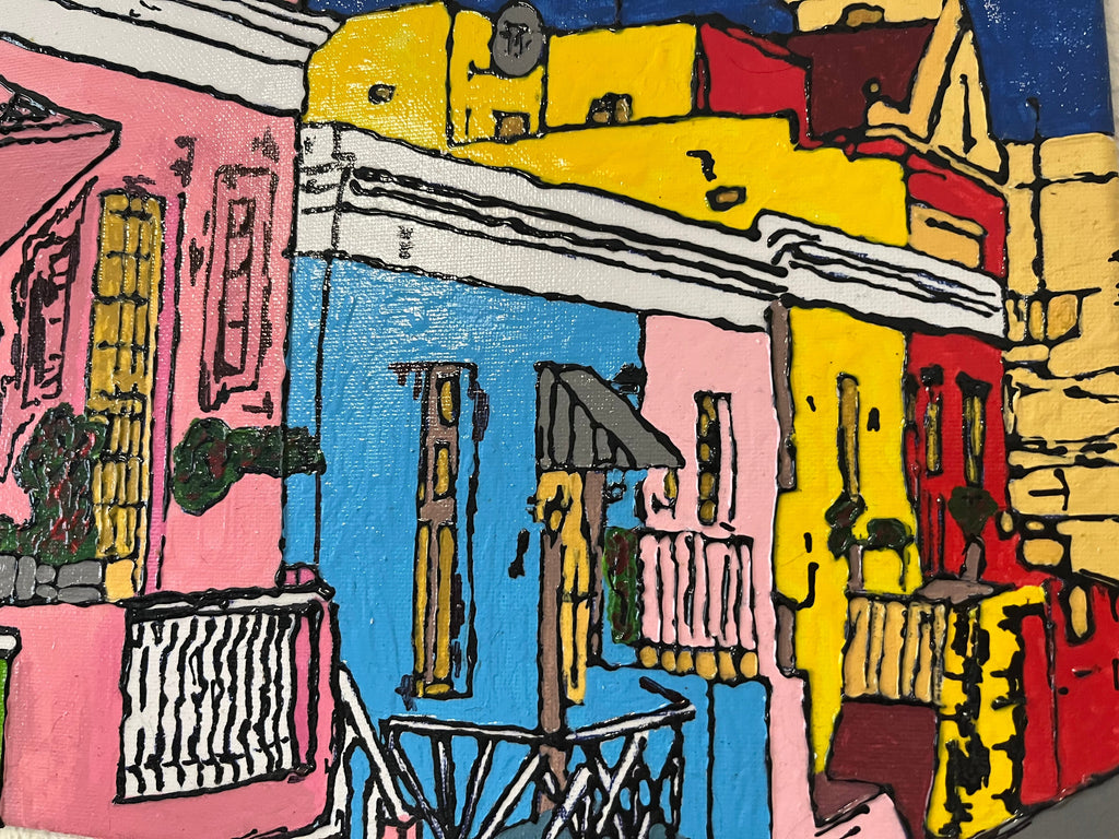 Hand Painted Cape Town Street Canvas Art 25x35cm