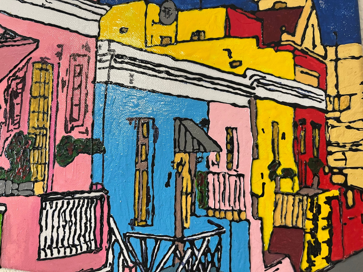 Hand Painted Cape Town Street Canvas Art 25x35cm