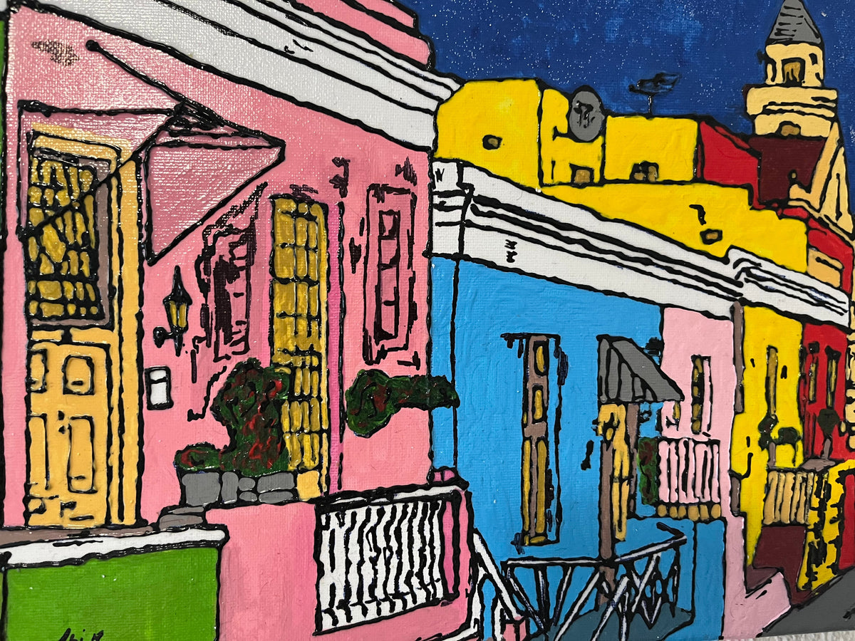 Hand Painted Cape Town Street Canvas Art 25x35cm