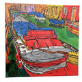 Hand Painted Venice Canal Boats Canvas Art 40x40cm